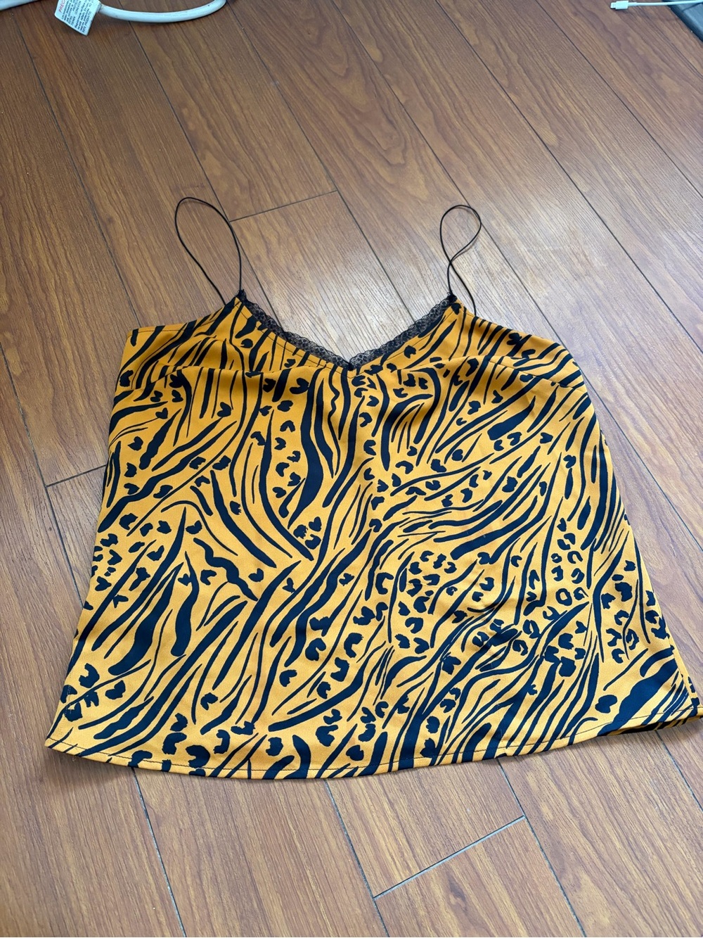 BCBGeneration Animal Print Lace-Trim Cami Top